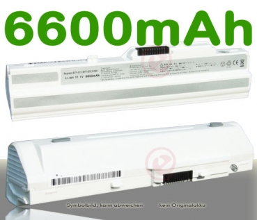 Akku für MSI Wind U100 Medion Akoya Mini E1210 6,6Ah weiÃŸ