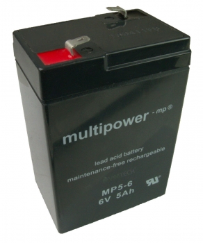 Original Multipower Blei-Gel Accu Batterie 6V 5Ah MP5-6